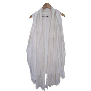 European Culture Vest Waistcoat‎ Womens S White Long Flowy Lagenlook Chic